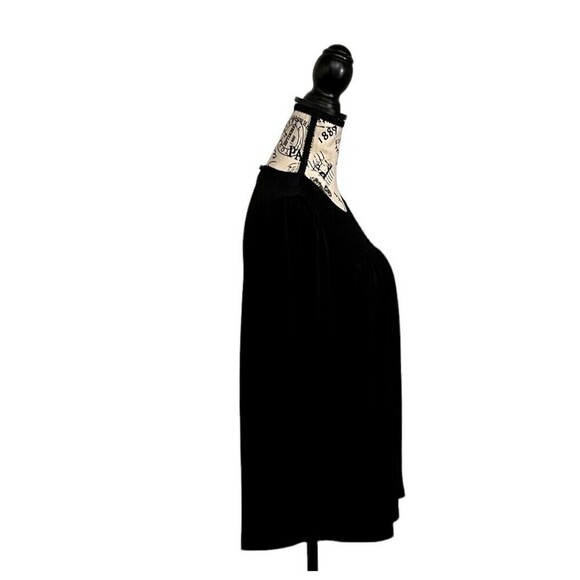 Adrianna Papell Black Smocked Crepe Blouse M – Goth Grunge Boho Dark Feminine - Picture 4 of 11